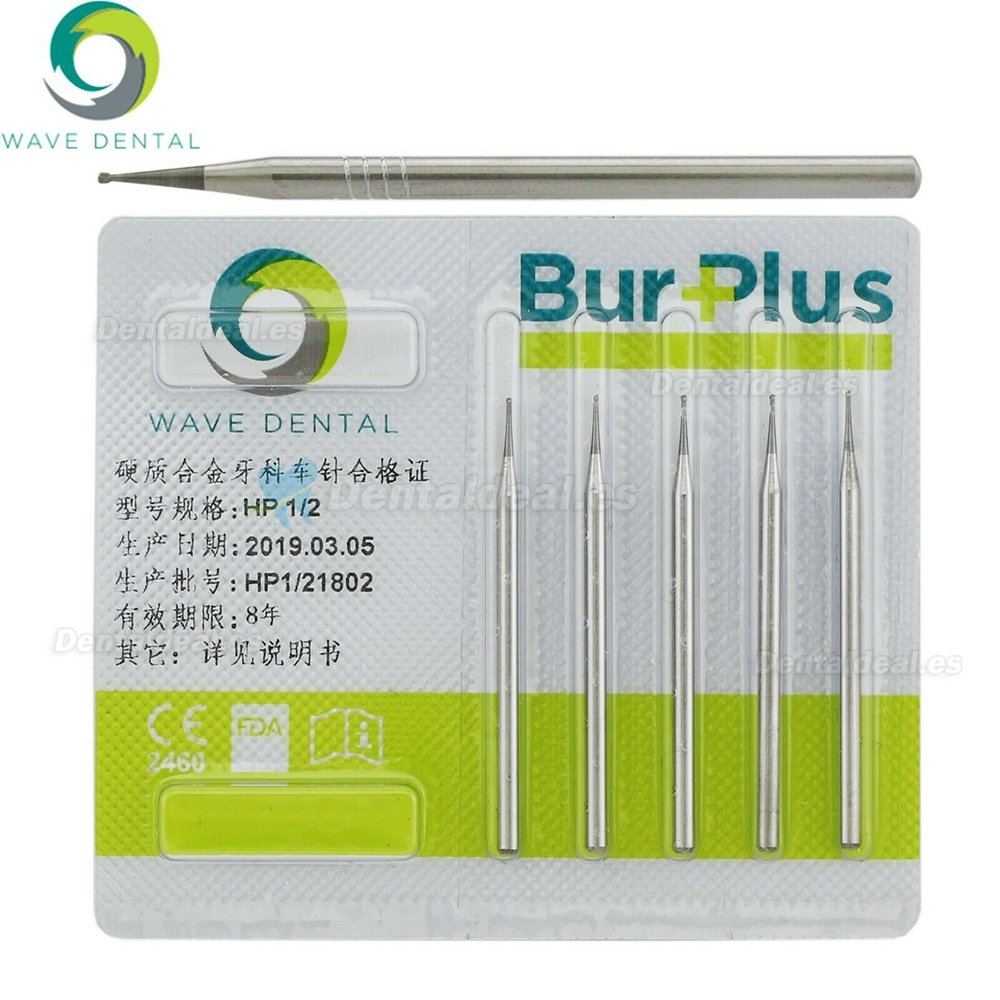 10Pcs Wave Dental Carbide Straight Handpiece Burs Round HP 1/2# Burs